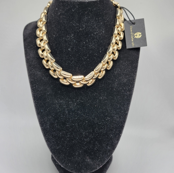 HOUSE OF HARLOW 1960 gold tone bib necklace. New with Tag NWT & fashion earrings - Picture 3 of 6